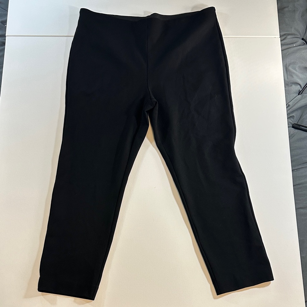 Anne Klein Black Cropped Pull On Pants Women’s PXL Elastic Waist Career Casual